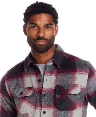 Wool Blend Brushed Plaid Shirt Jacket