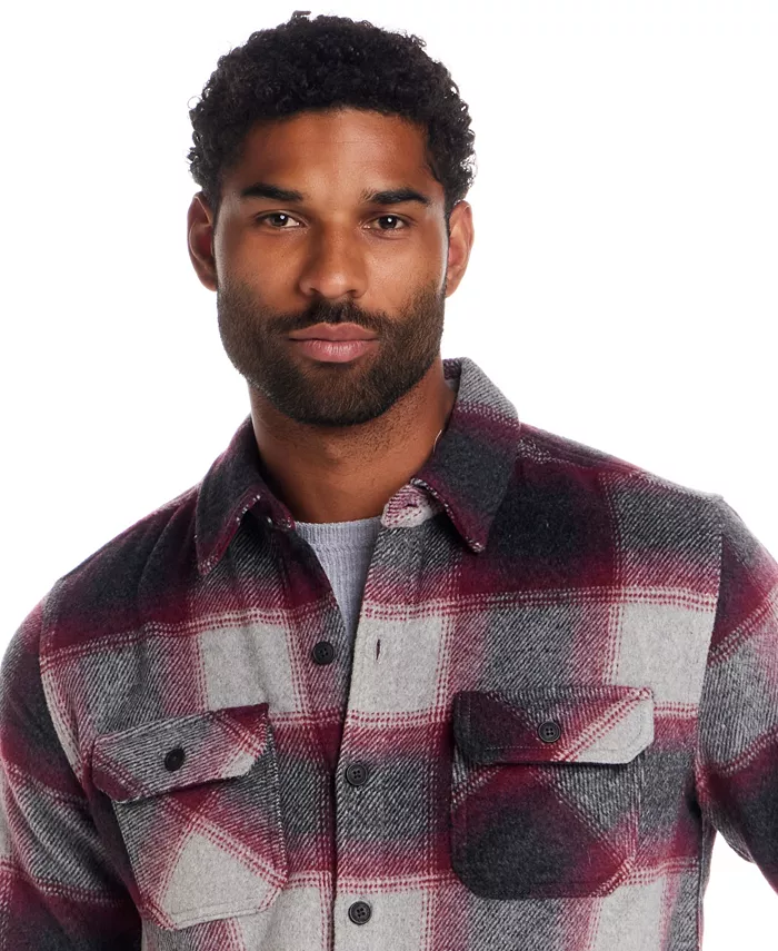 Wool Blend Brushed Plaid Shirt Jacket - thumbnail 7