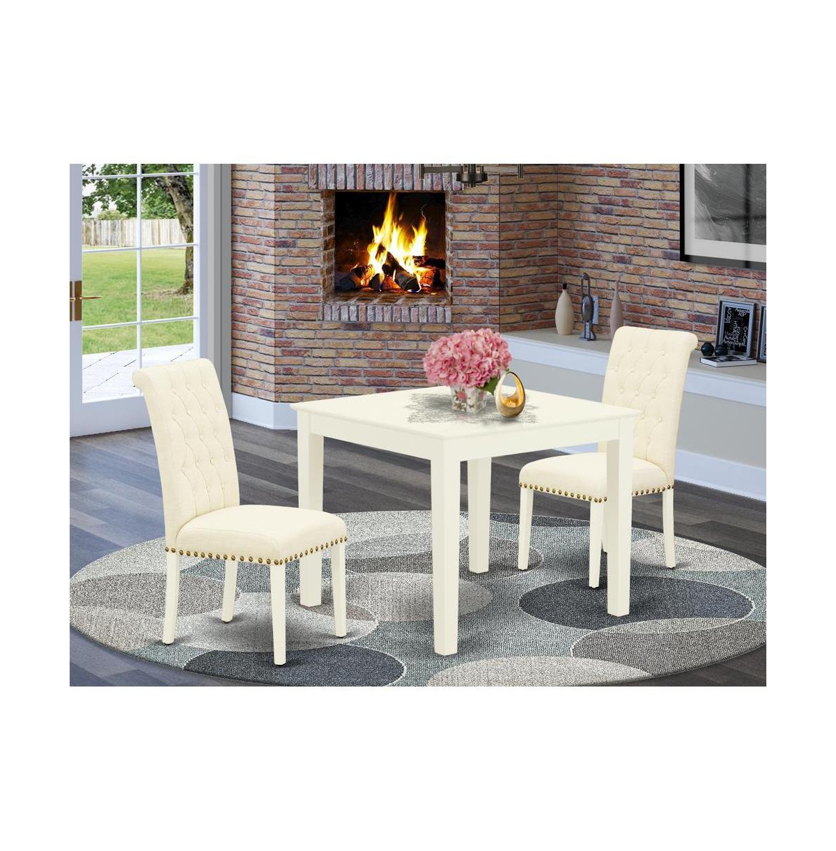 East West Furniture Dining Room Set Linen White