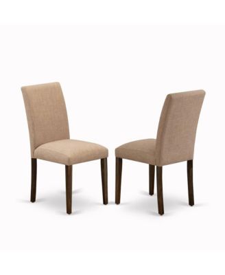 5Pc Dining Table Set Consists of a Rectangular Table and 4 Upholstered Dining Chairs with Light Sable Color Linen Fabric