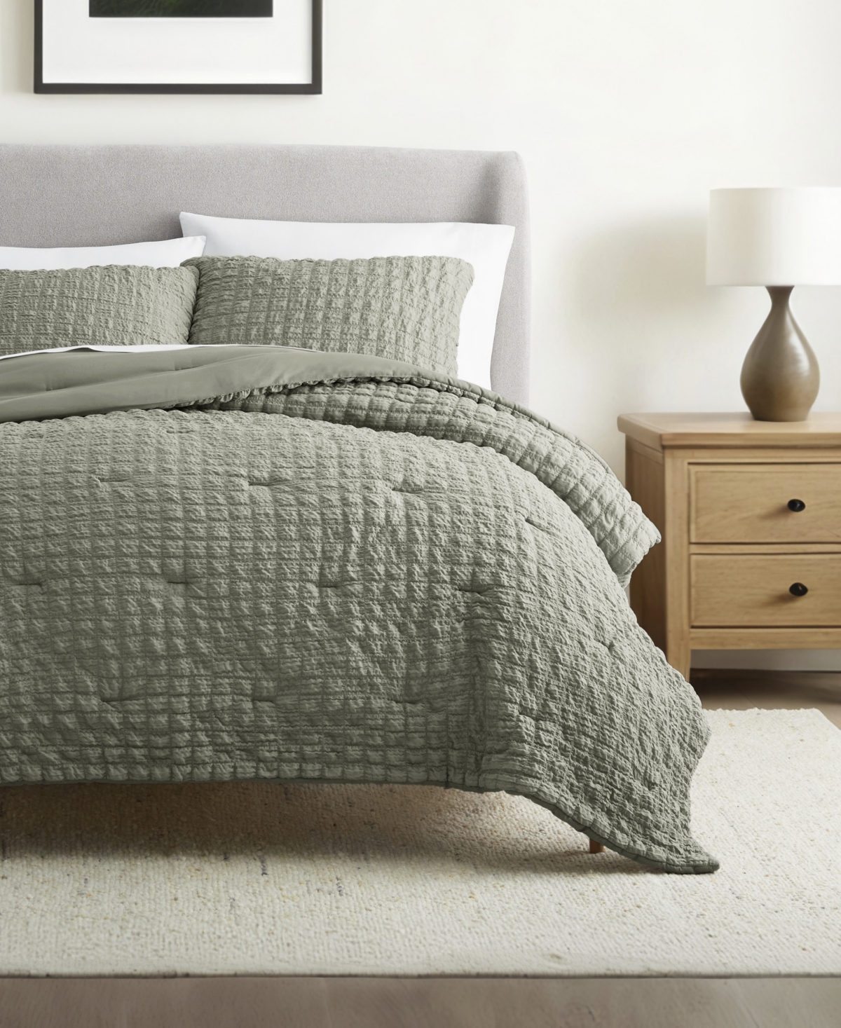 Ienjoy Home Textured Seersucker Box 3-pc. Comforter Set, Full/queen In Green