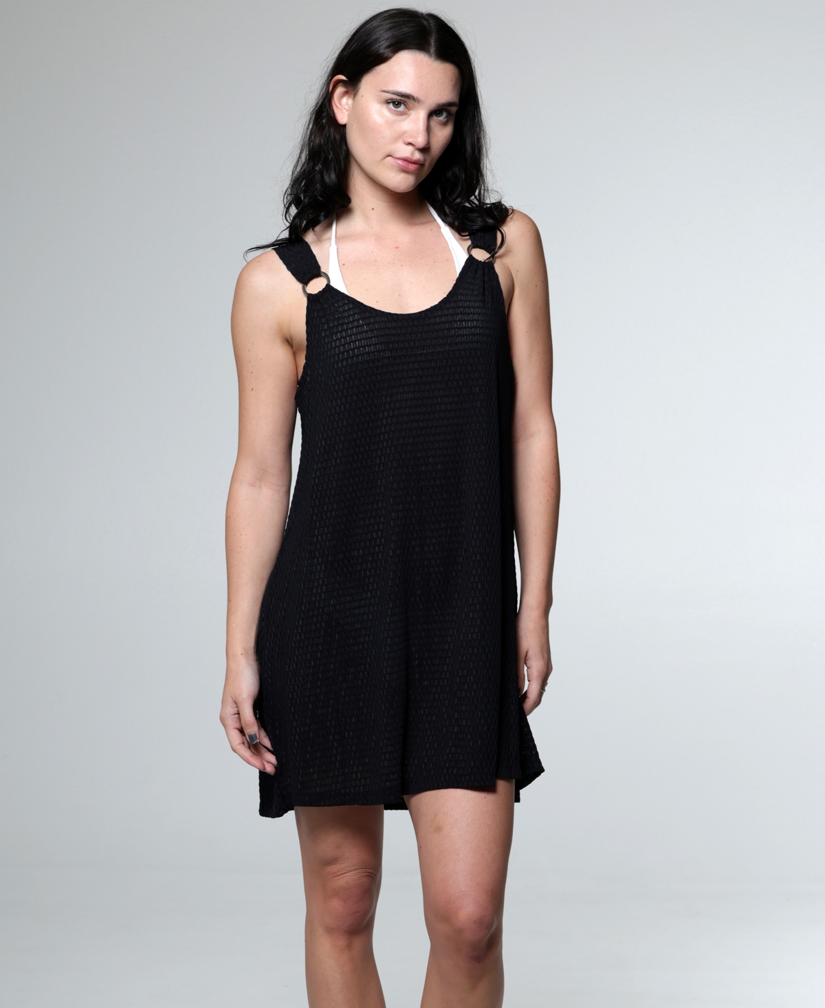 J Valdi Women's Sleeveless Ring Tank Coverup Dress In Black