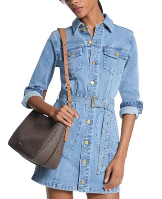 michael kors white denim dress Michael Kors Denim Mini Dress