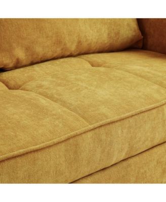 Chenille Sleeper Loveseat, Yellow Pull-Out Sofa Bed with Adjustable Armrests for Small Spaces & Guest Room-Maison Boucle
