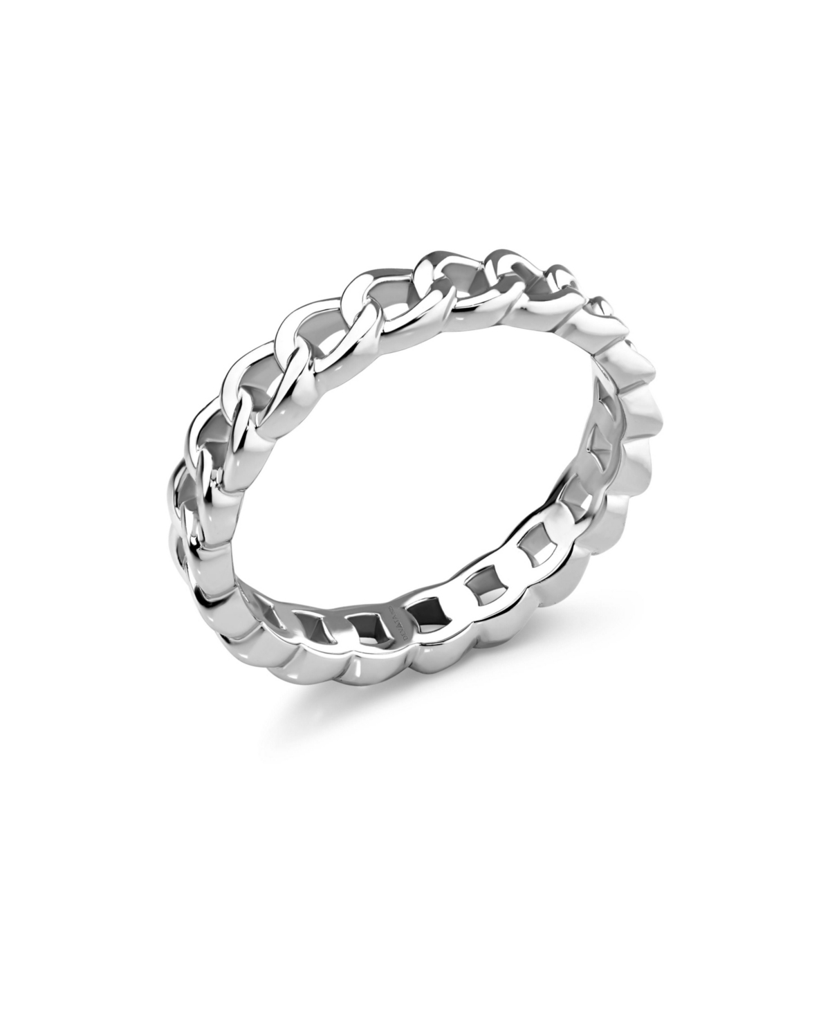 Devata Curb Link Ring in Rhodium Plated Sterling Silver