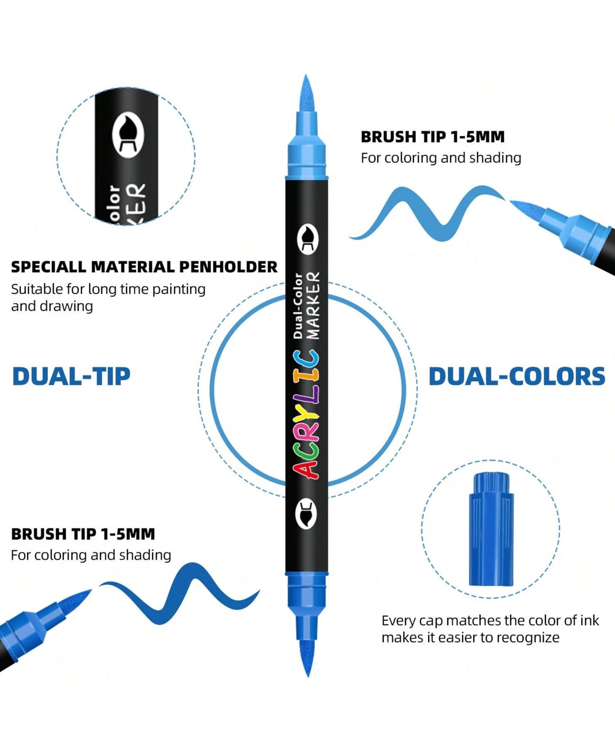 Htutwoo Colors Markers Double Headed School Back-To-School Season For Coloring Books For Students And Adults Halloween Christmas Gifts