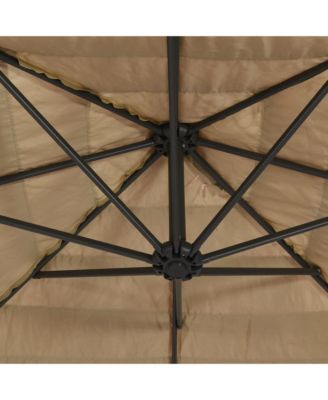 Garden Parasol Brown Polyester Large Foldable Garden Parasol