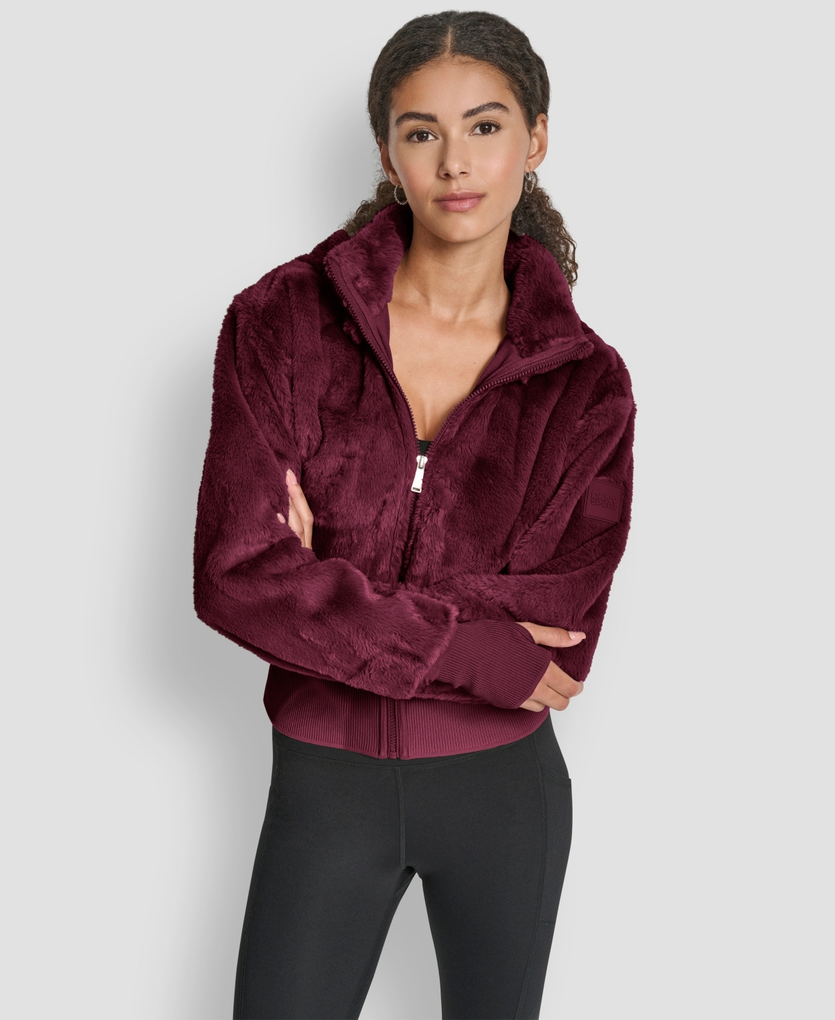 Dkny Sport Women's Faux-fur Zip-front Bomber Jacket In Purple