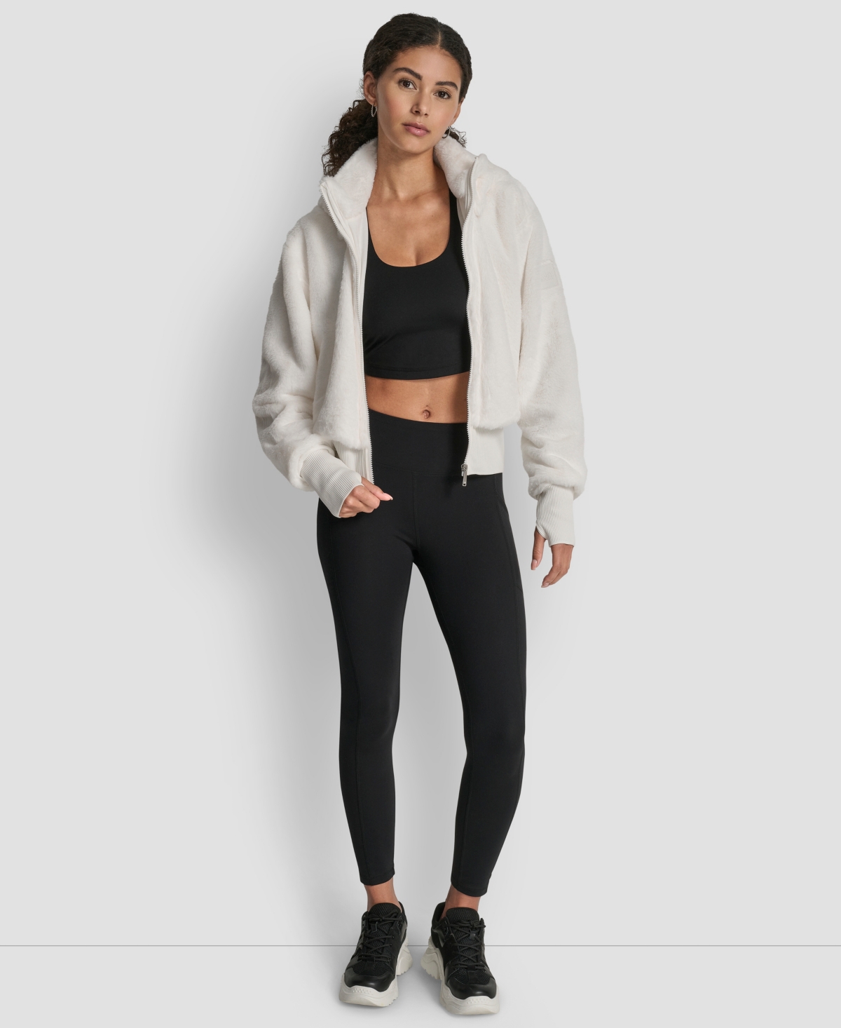 Dkny Sport Women's Faux-fur Zip-front Bomber Jacket In White