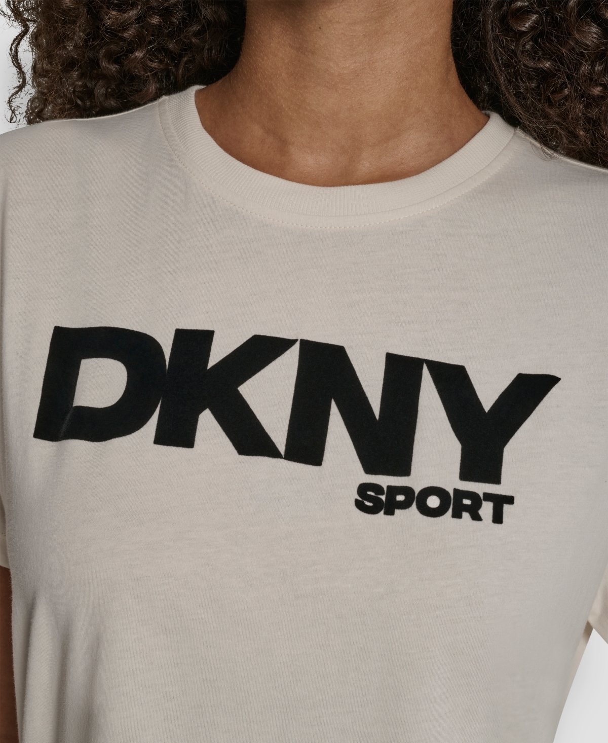 Dkny Women's Flocked Logo Drop Shoulder T-Shirt