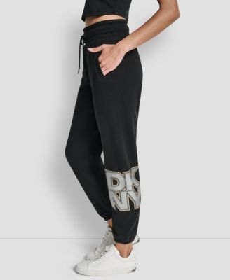 DKNY - Women's Mixed Metal Stacked Glitter Logo Jogger