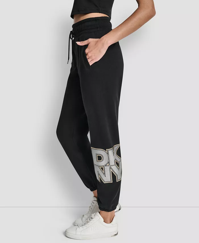 Women's Mixed Metal Stacked Glitter Logo Jogger - thumbnail 9