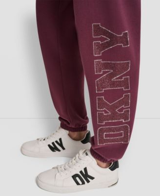 Women's Exploded Rhinestone Varsity Logo High Rise Relaxed Jogger