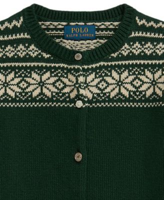 Girls' 7-16 Long-Sleeve Fair Isle Reindeer Cardigan