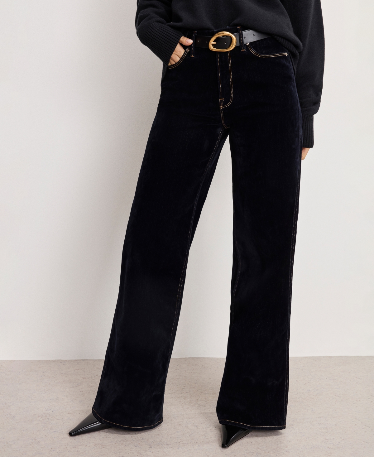 Good American Women's Skate Velvet Denim High Rise Jeans In Black