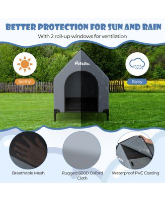 36'' Elevated Dog House for Small Breeds Large Pet House w/ Ventilated Windows