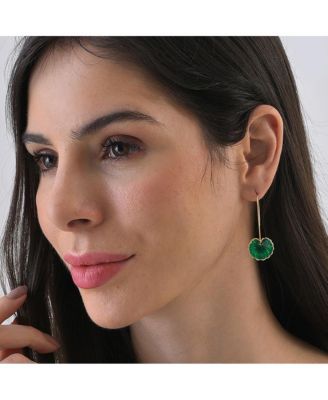 Women's Green  Lotus Leaf Drop Earrings