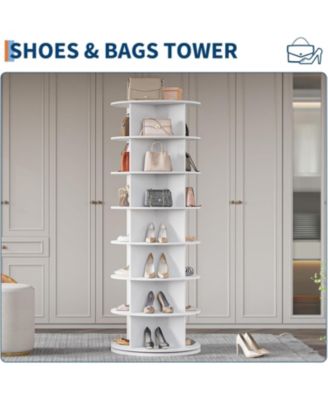 7 Tier Shoe Rack Tower, 360&amp;#xB0;Revolving Free Standing Spinning Shoe Organizer,Vertical Spinning Shoes Display,Rotate Shoes Closet Organization
