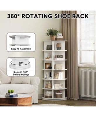 Rotating Shoe Rack Tower, 360&amp;#xB0; Spinning Shoe Organizer Rotating Shelf, Space-Saving Large Capacity Storage Round Carousel,Closet &amp; Bedroom