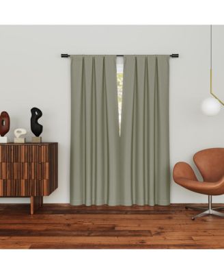 Parsons Herringbone Magnetic Closure 100% Blackout Rod Pocket Curtain Panel Pair