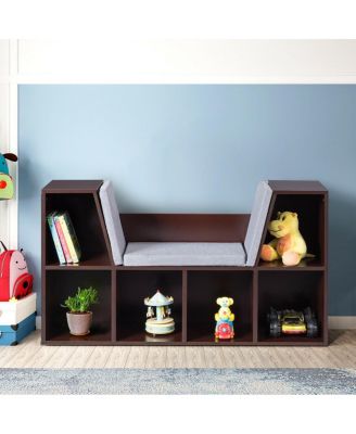 6 Cubby Kid Storage Cabinet Cushioned Bookcase Multi-Purpose Reading Shelf