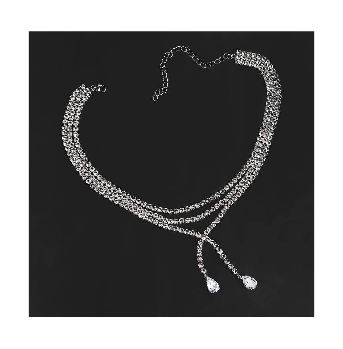 Sohi Bling Multi-layer Necklace In Silver
