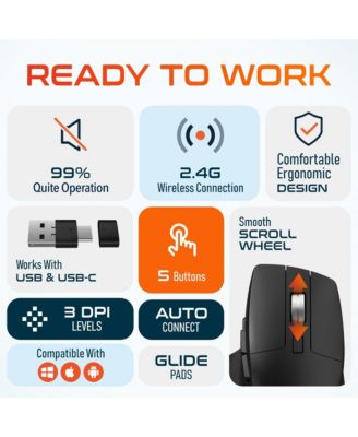 S18 Wireless Mouse, 2.4G Ergonomic Mouse, 5 Noiseless Buttons (DMS18-WB)