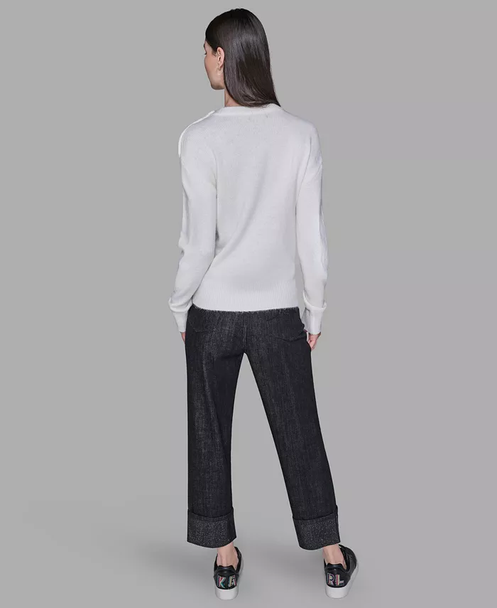 Women's Big Bow Applique Long Sleeve Sweater - thumbnail 5