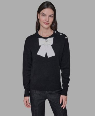 Women's Big Bow Applique Long Sleeve Sweater