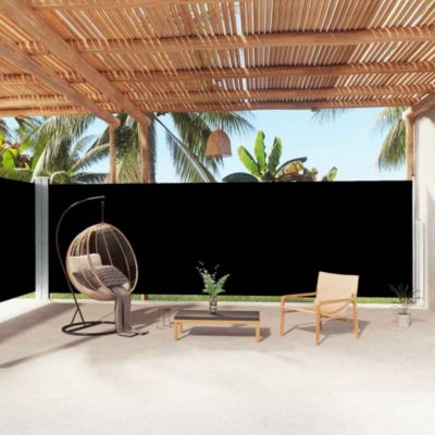 Side Awning Black Polyester, PU coated 78.7 x Retractable