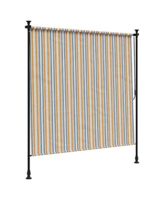 Outdoor Roller Blind Yellow and White Steel, Polyester