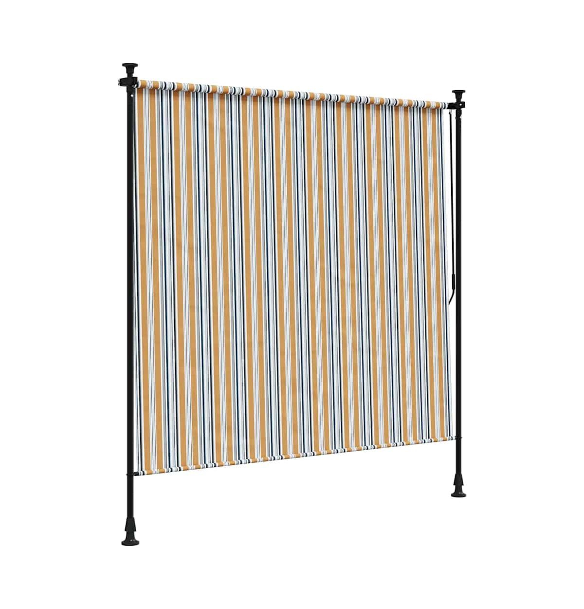 vidaXL Outdoor Roller Blind Yellow and White Steel, Polyester