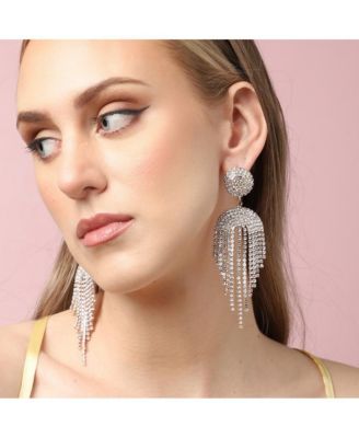 Women's Silver  Bling Cluster Drop Earrings