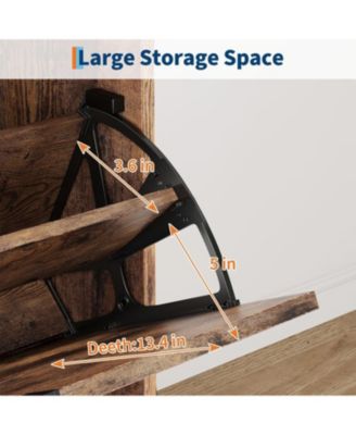 Shoe Storage Organizer with 2 Flip Drawers and 1 Drawer, Shoe Storage Organizer with 3-Tier Adjustable Shelves for Entryway, Living Room