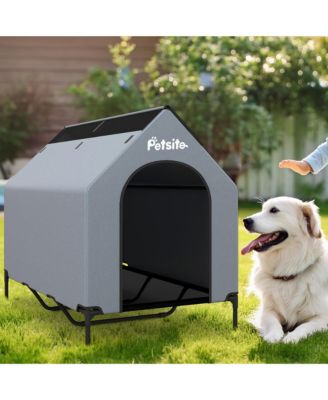 52'' Elevated Dog House for Small Breeds Large Pet House w/ Ventilated Windows