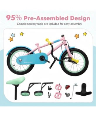 Kids Bike with Adjustable Handlebar and Saddle Pink-18 Inches