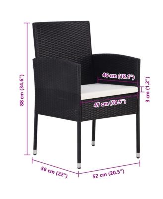 Patio Chairs with Cream White Cushions 2 pcs Black Poly Rattan