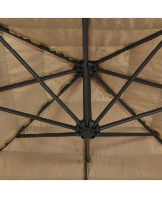 Garden Parasol Brown Polyester Large Collapsible Garden Parasol