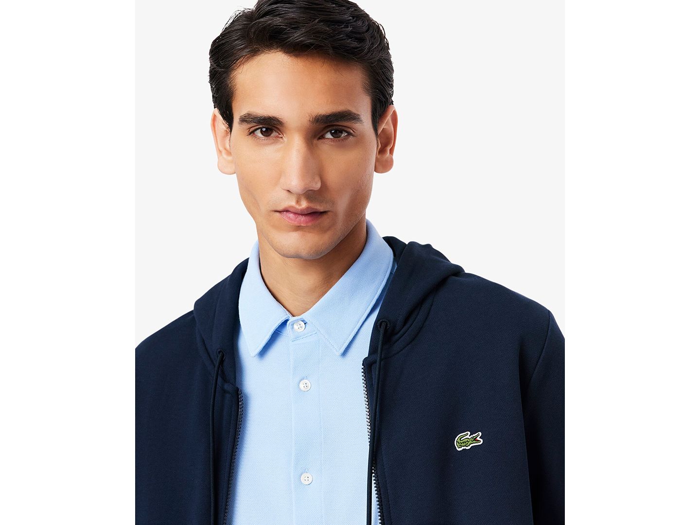 Мужское худи Lacoste Zip-Up Fleece, цвет: Синий — фото 3