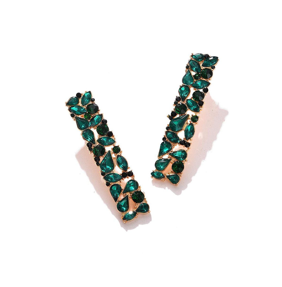 Sohi Women Green Color Gold Plated Designer Stone Drop Earring In Green