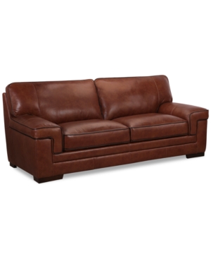 FURNITURE MYARS 91" LEATHER SOFA, CREATED FOR MACY'S