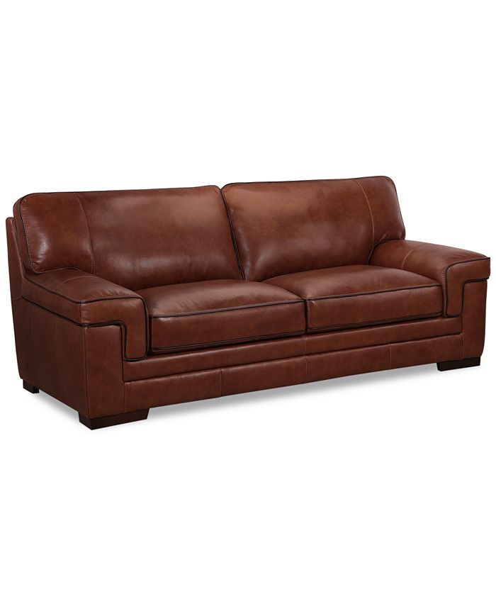Furniture Myars 91 Leather Sofa, Cognac Leather Couch