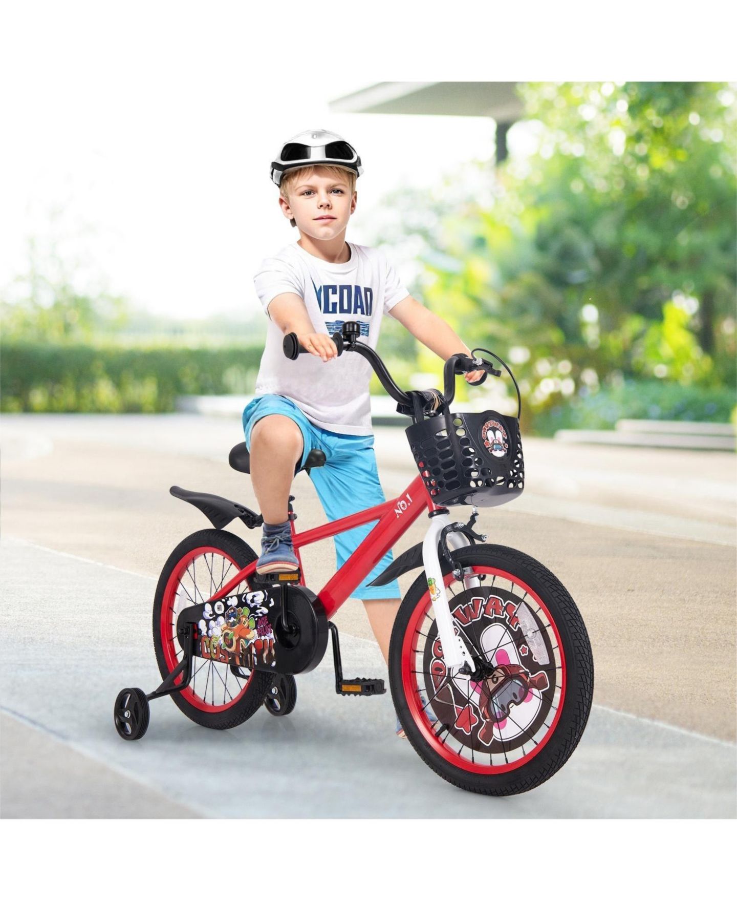 Детская игрушка HONGGE 18-Inch Adjustable Kids Bike with Dual Brake and Removable Storage Basket, Ages 4-8, цвет: Красный — фото 7