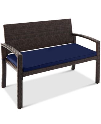 2-Person Wicker Frame 700lb Capacity Cushion Outdoor Patio Garden Bench
