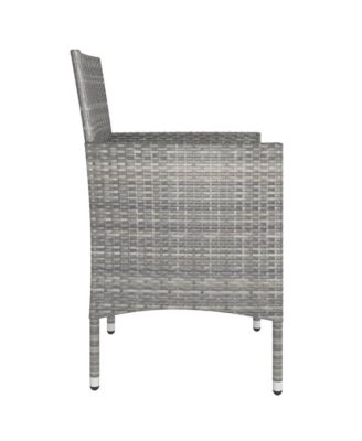 4 Piece Patio Chair and Stool Set Poly Rattan Gray