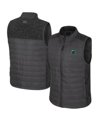 Colosseum - Men's Charcoal Michigan State Spartans Nightman Full-Zip Puffer Vest