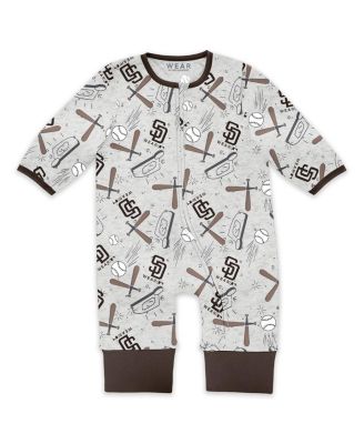 Baby Boys and Girls Heather Gray San Diego Padres Sleep and Play Full-Zip Sleeper Bib Set