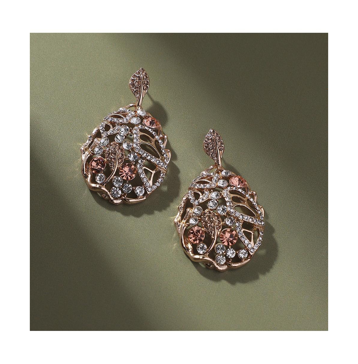 Sohi Abstract Leaf Drop Earrings In Brown