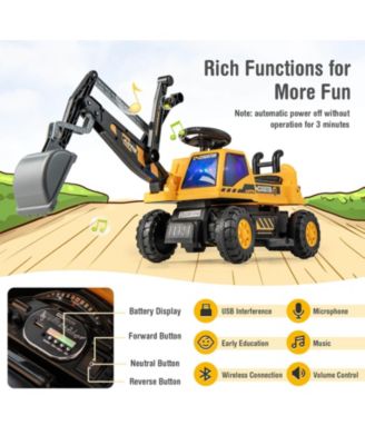 Kids ASTM Certificated Powered Ride On Bulldozer with Front Digger Shovel-Yellow