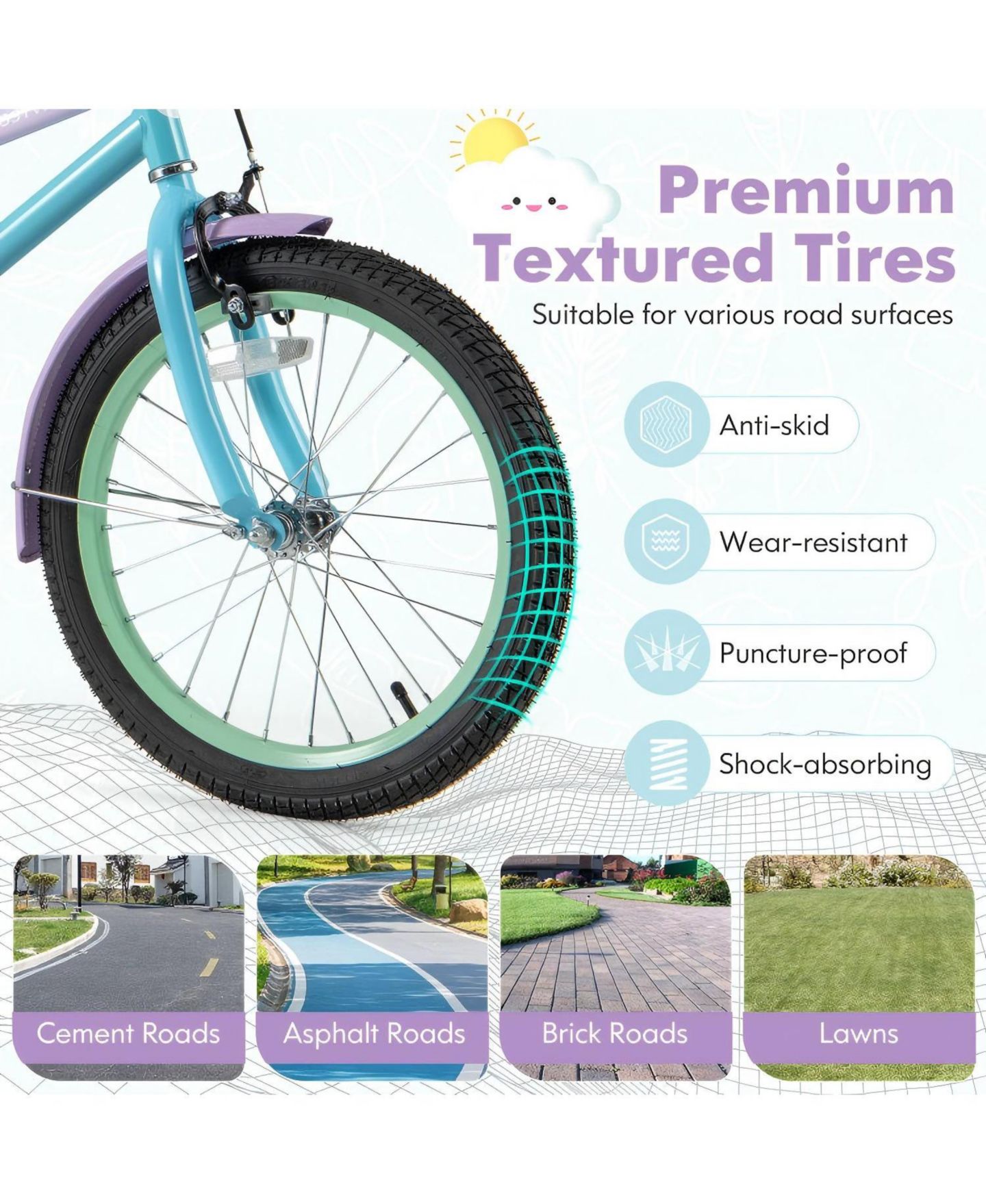 Детская игрушка HONGGE 18-Inch Steel Adjustable Dual-Brake Kids' Bike, Ages 3-10, цвет: Синий — фото 6